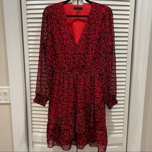 Banana Republic Red Cheetah Fit & Flare Dress